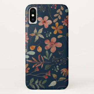 Capa Para iPhone Da Case-Mate Impressão Floral de Aquarela Antiquada no Marinho