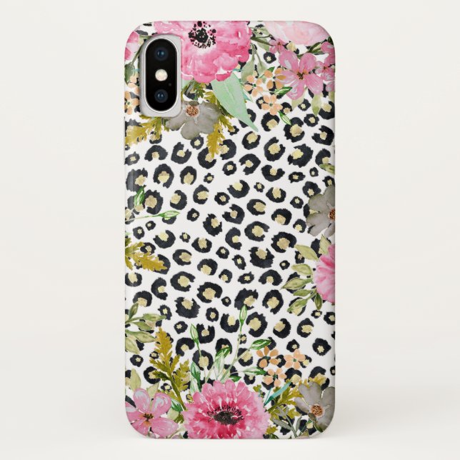 Capa Para iPhone, Case-Mate Impressão Leopardo Elegante e Design Floral (Verso)