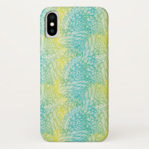 Capa Para iPhone X Inclinação amarelo e azul do vintage floral