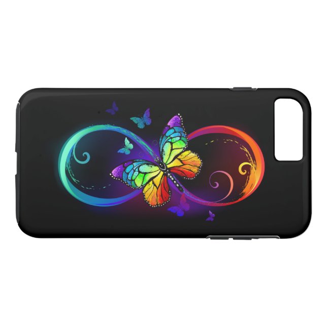 Capa Para iPhone, Case-Mate Infinidade vibrante com borboleta arco-íris a pret (Verso (Horizontal))