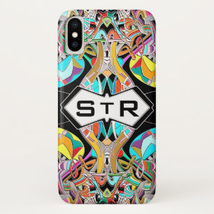 Capa Para iPhone X Iniciais de Monograma de Abstrato I Desenhado Colo