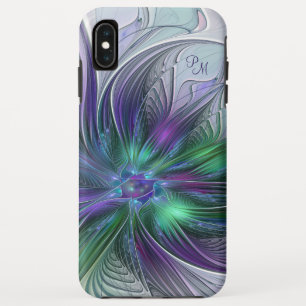 Capa Para iPhone Da Case-Mate Iniciais Fractais de Abstrato de Arte de Flor Verd
