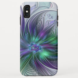 Capa Para iPhone Da Case-Mate Iniciais Fractais de Abstrato de Arte Verde Roxo