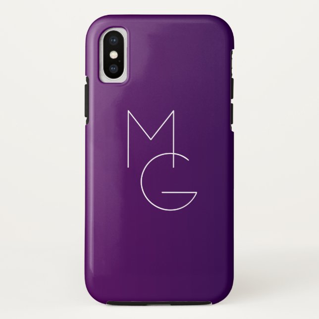 Capa Para iPhone, Case-Mate Iniciais Modernos 2 | Amêijoa Sutil Roxa Profunda (Verso)