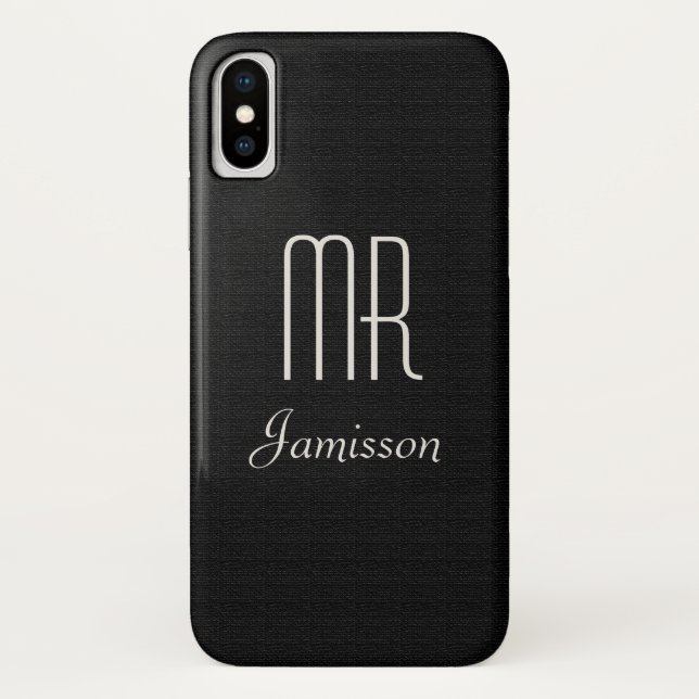 Capa Para iPhone, Case-Mate Iniciais personalizados MR Black HIS (Verso)