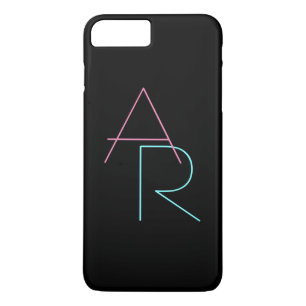 Capa iPhone 8 Plus/7 Plus Iniciais Sobrepostas Modernas   Rosa Turquesa Pret