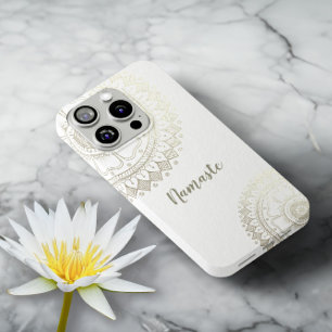 Capa Para iPhone Da Case-Mate Instrutor de Meditação Yoga Dourado Flores Mandala