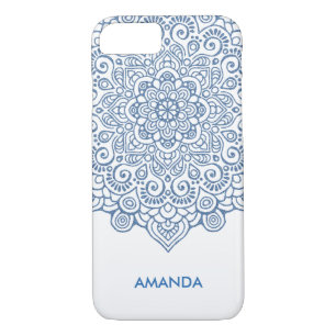 Capa iPhone 8/7 Invólucro metálico azul-rendas Mandala
