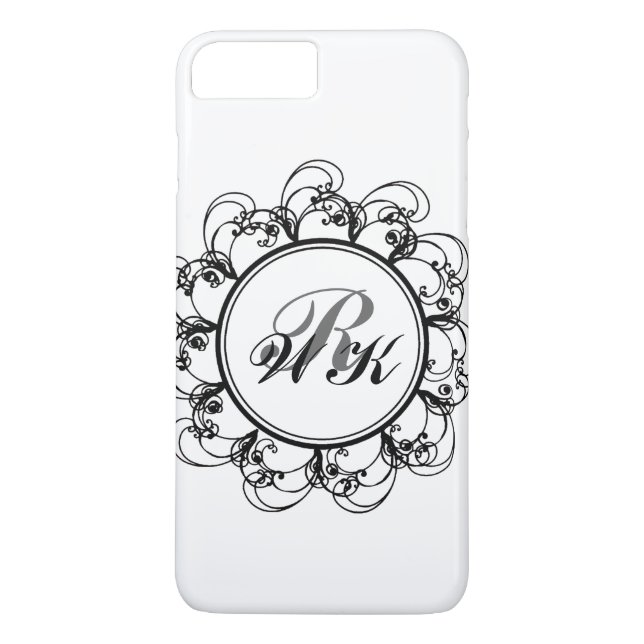 Capa Para iPhone, Case-Mate iPhone 7 Monograma Floral em branco (Verso)