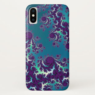Capa Para iPhone X iPhone roxo abstrato 6 do Fractal do verde azul