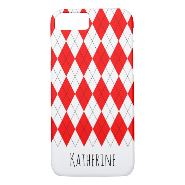 Capa Para iPhone, Case-Mate iPhone vermelho e branco do teste padrão de Argyle (Verso)