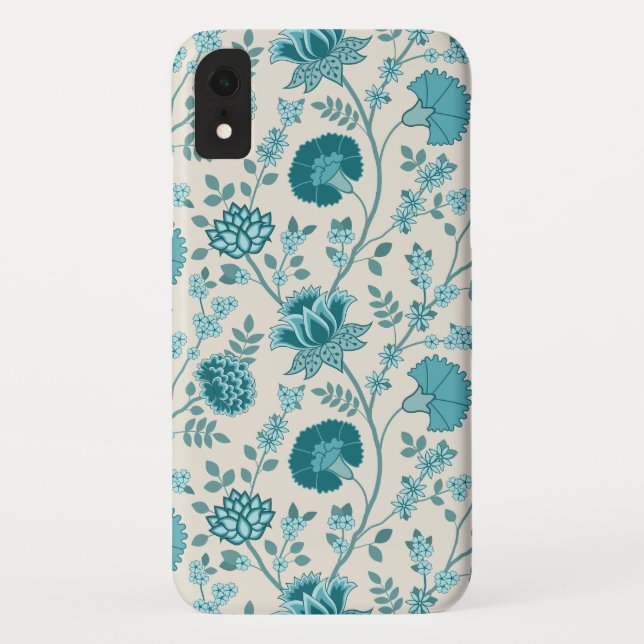 Capa Para iPhone, Case-Mate Jacobean Floral Big Pattern Teals em Creme (Verso)