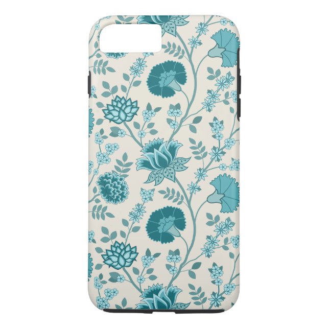 Capa Para iPhone, Case-Mate Jacobean Floral Big Pattern Teals em Creme (Verso)