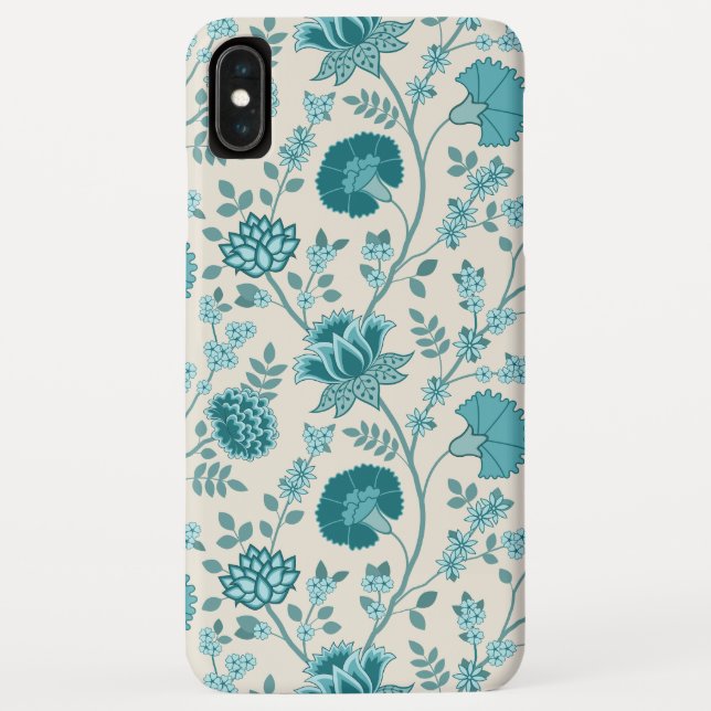 Capa Para iPhone, Case-Mate Jacobean Floral Big Pattern Teals em Creme (Verso)