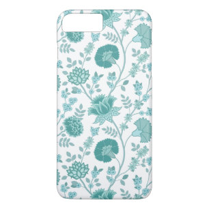 Capa iPhone 8 Plus/7 Plus Jacobean Floral Big Pattern Teals on White