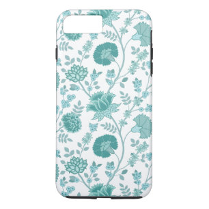Capa iPhone 8 Plus/7 Plus Jacobean Floral Big Pattern Teals on White