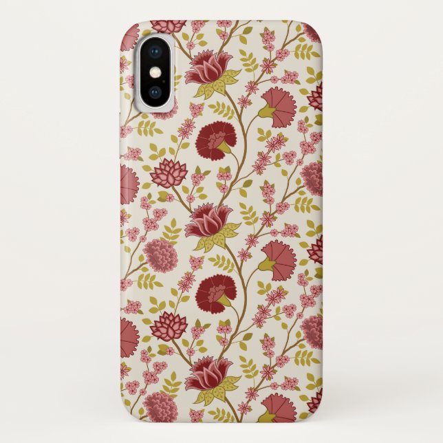 Capa Para iPhone, Case-Mate Jacobean Floral Reds Pinks Dourado Cream (Verso)