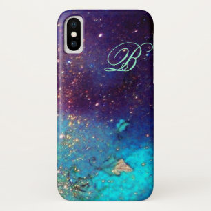 Capa Para iPhone X JARDIM das SOMBRAS PERDIDAS - monograma azul de