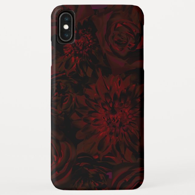 Capa Para iPhone, Case-Mate Jardim Escuro Flores Vermelhas Românticas Glamour  (Verso)