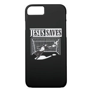 Capa iPhone 8/7 Jesus salvar - o cristão do Goalie do futebol