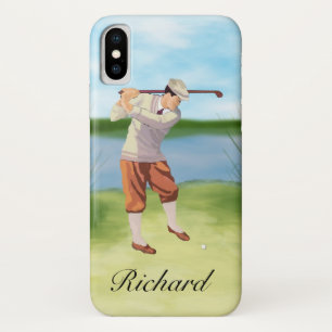 Capa Para iPhone X Jogador de golfe personalizado do vintage pelo