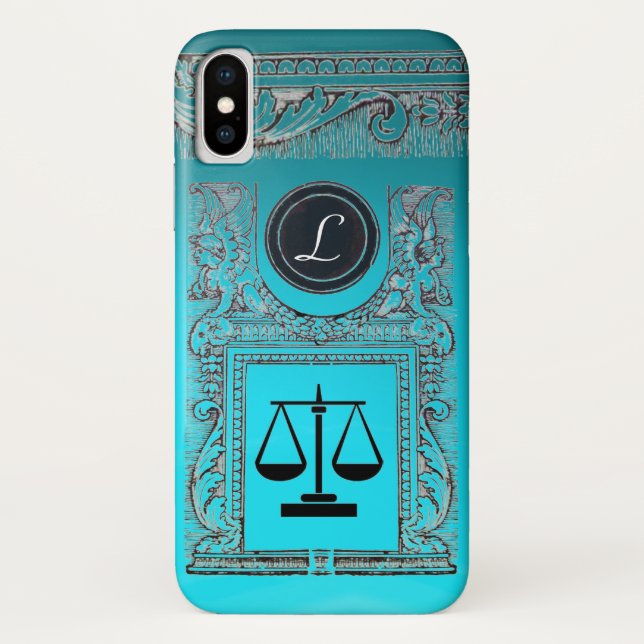 Capa Para iPhone, Case-Mate JUSTIÇA, ATTORNEY Monograma, azul (Verso)