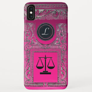 Capa Para iPhone XS Max JUSTIÇA, ATTORNEY Monogramas cor-de-rosa
