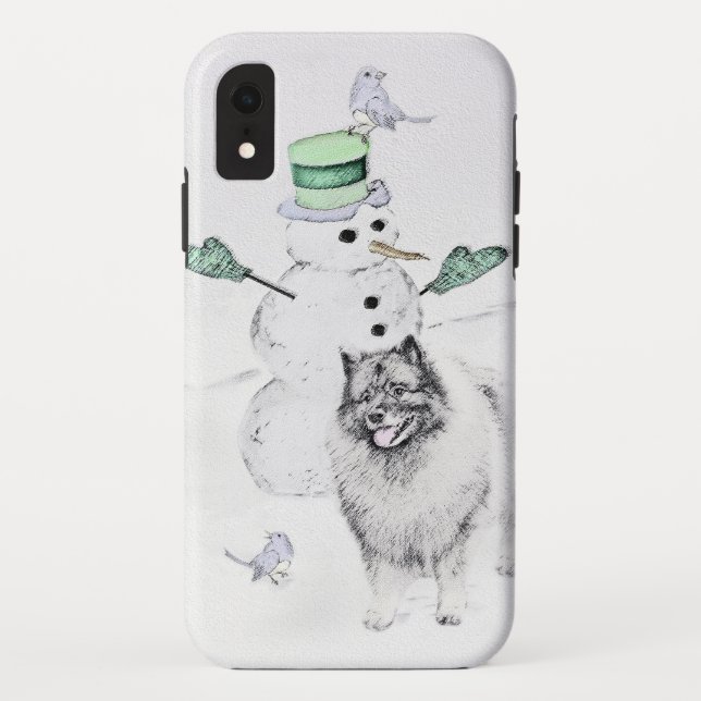 Capa Para iPhone, Case-Mate Keeshond Christmas Snowman Pinting Art (Verso)