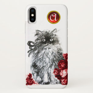 CAPA PARA iPhone DA Case-Mate KITTEN COM MONOGRAMA DE GEM DE RUBY ROSA VERMELHA,