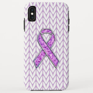 Capa Para iPhone XS Max Knit de Consciência de Fita Rosa e Cromo