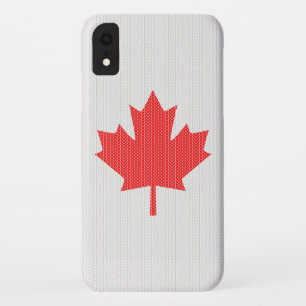 Capa Para iPhone XR Knit Style Maple Leaf Knitting Motif