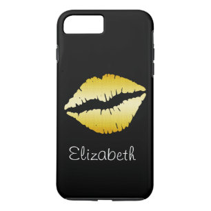 Capa Para iPhone Da Case-Mate Lábios Dourados com brilho preto personalizado si