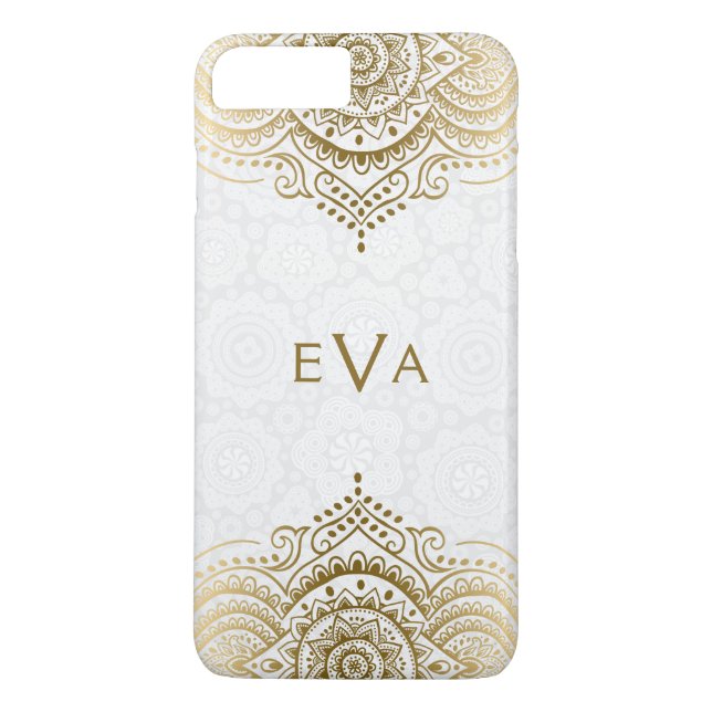 Capa Para iPhone, Case-Mate Lace Dourado Elegante Em Fundo Branco Personalizad (Verso)