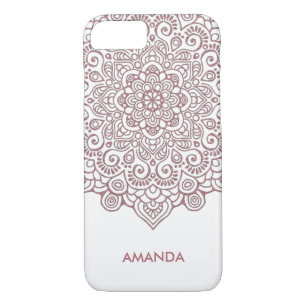 Capa iPhone 8/7 Lace Mandala, branco, Lace Intricate, Rosa Dourado