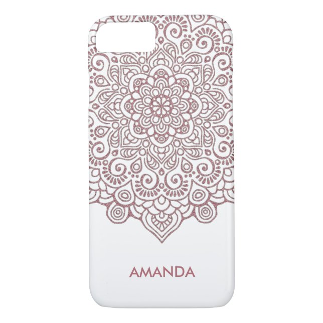 Capa Para iPhone, Case-Mate Lace Mandala, branco, Lace Intricate, Rosa Dourado (Verso)