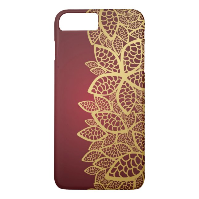 Capa Para iPhone, Case-Mate Laço dourado da folha no fundo vermelho (Verso)