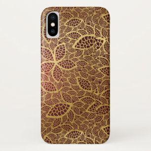 Capa Para iPhone Da Case-Mate Laço dourado da folha no fundo vermelho