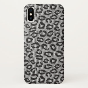 Capa Para iPhone X Laço líquido preto com teste padrão do leopardo
