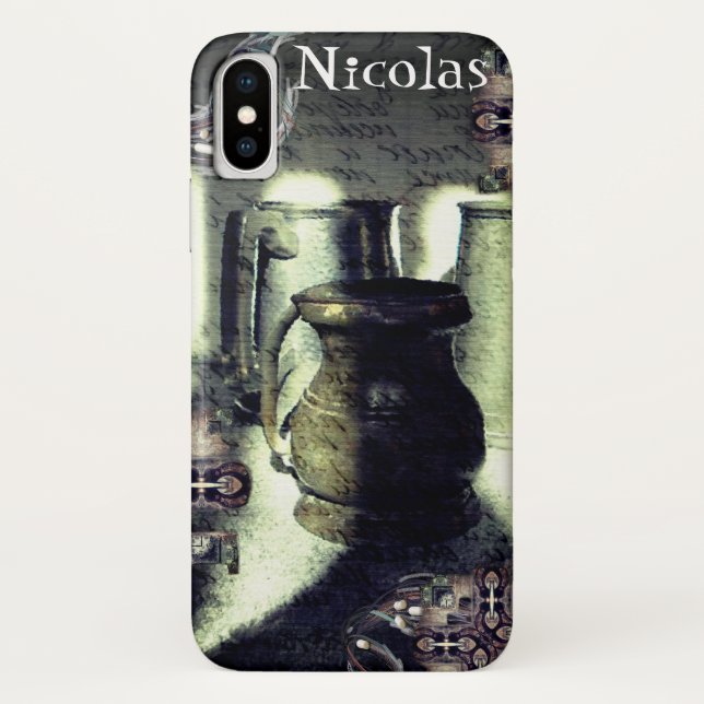 Capa Para iPhone, Case-Mate Lâmpadas e manuscrito de metal preto (Verso)
