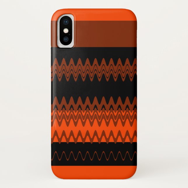 Capa Para iPhone, Case-Mate Laranja Black Chevron Zigzag Stripes (Verso)