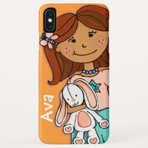 Capa Para iPhone XS Max Laranja gráfica de afago do coelho da menina