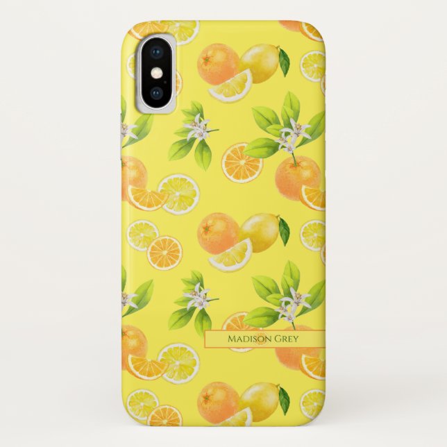 Capa Para iPhone, Case-Mate Laranjas e Limões de Arte de Frutas Citrinos (Verso)