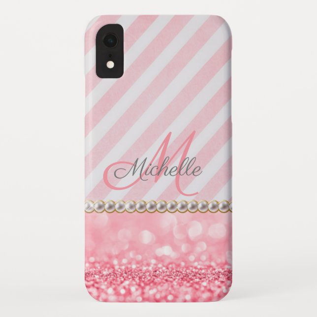 Capa Para iPhone, Case-Mate Largura Rosa, Faixa Chevron Personalizada (Verso)