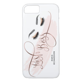 Capa iPhone 8/7 Lash Boss Makeup Eyebrow Olhos Lashes Rosa Dourado