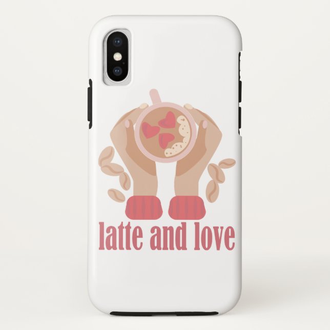 Capa Para iPhone, Case-Mate Latite e xícara de amor, mãos e café (Verso)