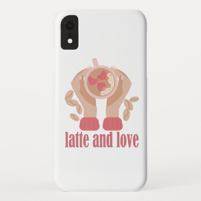 Capa Para iPhone, Case-Mate Latite e xícara de amor, mãos e café (Verso)