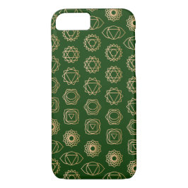 Capa iPhone 8/7 Legal e Dourado padrão Chakra verde