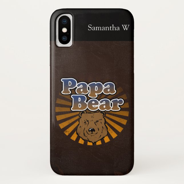 Capa Para iPhone, Case-Mate Legal Urso Papa, Presente Castanho/Azul/Pai Dourad (Verso)