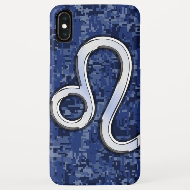 Capa Para iPhone, Case-Mate Leo Zodiac Símbolo da Camuflagem Digital Azul Mari (Verso)