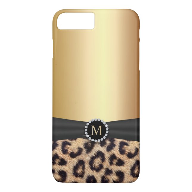 Capa Para iPhone, Case-Mate Leopardo Dourado moderno do monograma (Verso)
